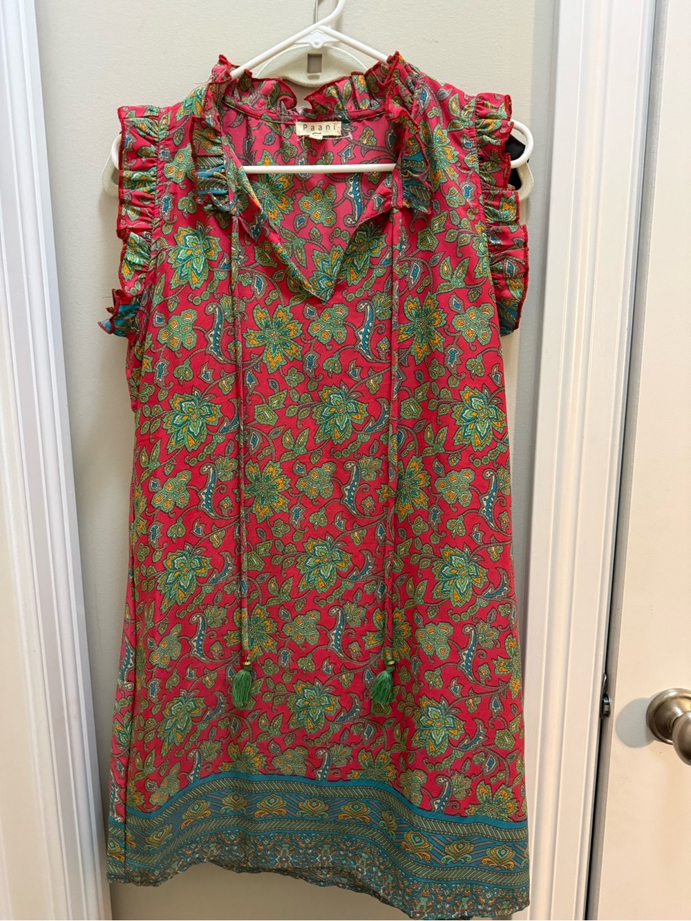Women’s Paani Pink Floral above the knee Dress with Ruffle Sleeves